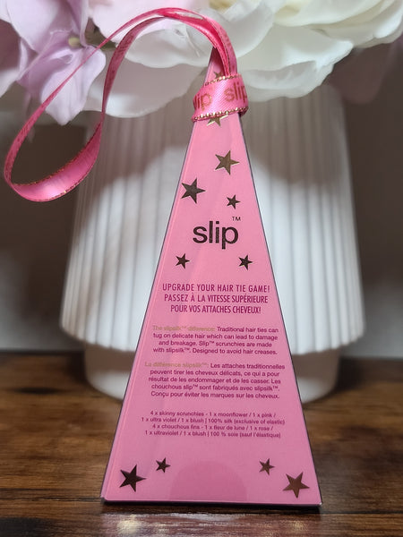 Slip Moonflower Nights Holiday Ornament (4 Pure Silk Skinny Scrunchies)