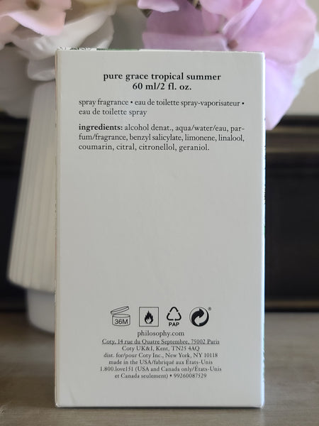 Philosophy Pure Grace Tropical Summer Eau de Toilette Spray for Women - 2oz [SALE]